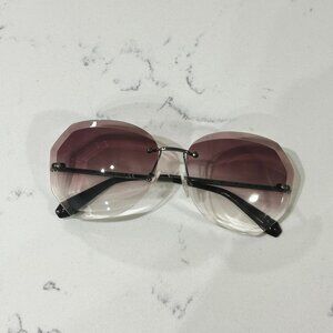 CHANEL Rimless Sunglasses 4220 Silver Frame Purple Tinted Gradient Lenses